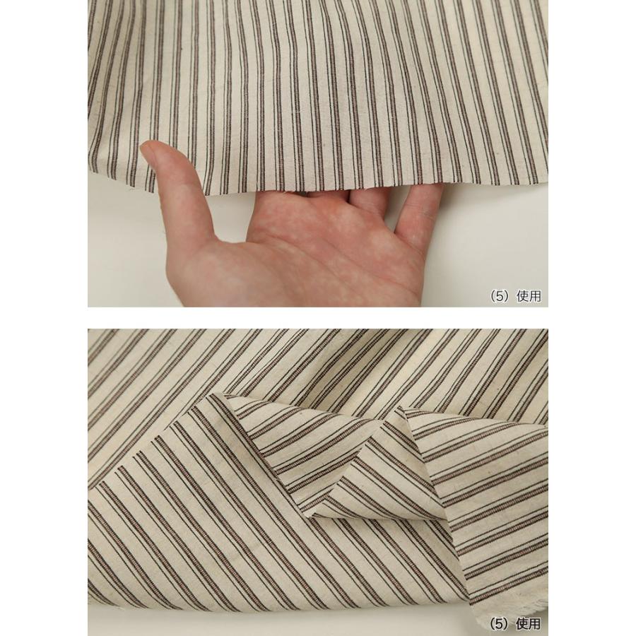 先染綿麻ストライプ 布 生地 手作り カット50cm単位(商品番号：25597