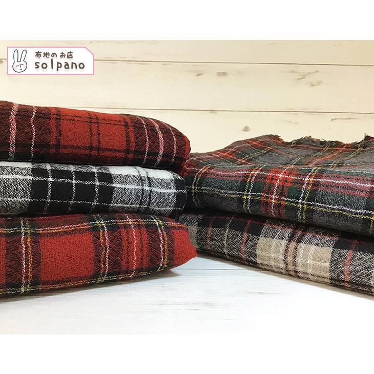 KILLARNEY ウール毛布 クリーム グリーンチェック 生地/ギンガムチェックW（グリーン×Lグリーン×グレー