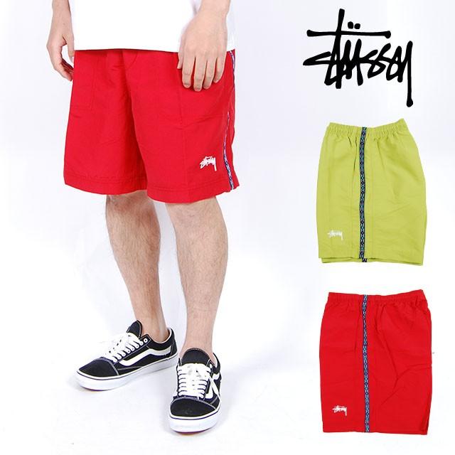 STUSSY ステューシー TAPING NYLON SHORT PANTS LIME RED テーピング