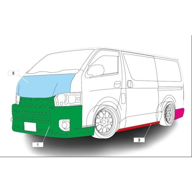 ハイエース　純正フロントバンパー　スポイラー　セット パーツ博物館」トヨタ ハイエース 純正 フロントバンパー＆モデリスタ