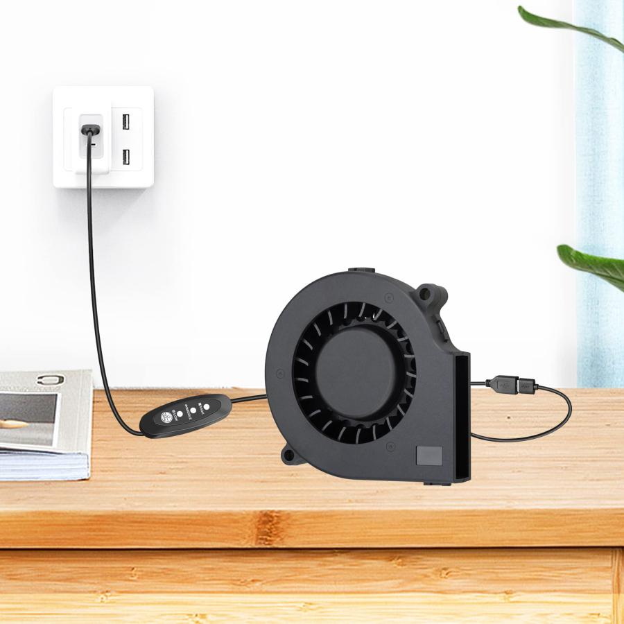 GDSTIME 75mmx15mm 5V DC USB ブロワーファンブラシレス冷却ファン DIY FAN 風量調整可 3段階風量調節 |  | 02