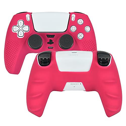 Ltenic ps5 コントローラー カバー シリコン素材 ps5 カバー コントローラー 傷防止 滑り止め 保護ケース-ローズレッドスティック |  | 01
