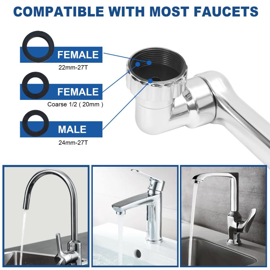 MLG Tools ユニバーサル1080スイベルロボットアームスイベル延長蛇口エアレーターシンク水しぶき回転蛇口エアレーター2モード回転フィルタ |  | 03