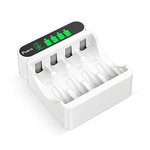 POWXS 電池充電器 単3単4電池 4本同時充電 LCDディスプレイ ニッケル水素/ニカド 単三充電池/単四充電池に対応できる 急速電池充電器 | 