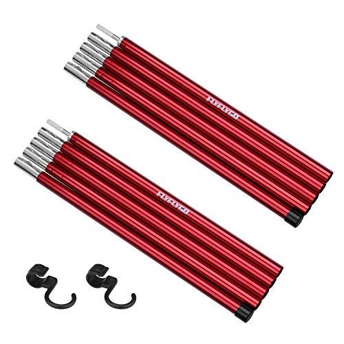 FLYFLYGO アルミテントポール タープポール 2本セット入り 直径19mm 分割式 ジュラルミン ソロキャンプ サブポール ツーリング コ | 