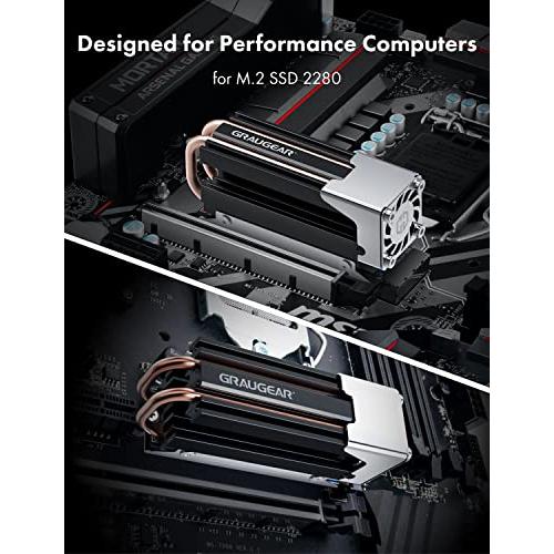 GRAUGEAR M.2 2280 SSDヒートシンク アルミニウム 25mmの高速PWMファン 二つの純銅のヒートパイプ 多層のヒートシンクデ |  | 01