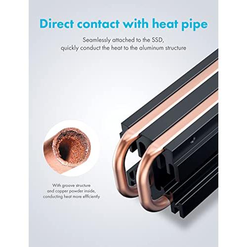GRAUGEAR M.2 2280 SSDヒートシンク アルミニウム 25mmの高速PWMファン 二つの純銅のヒートパイプ 多層のヒートシンクデ |  | 02