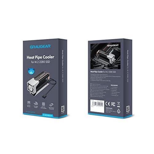 GRAUGEAR M.2 2280 SSDヒートシンク アルミニウム 25mmの高速PWMファン 二つの純銅のヒートパイプ 多層のヒートシンクデ |  | 07