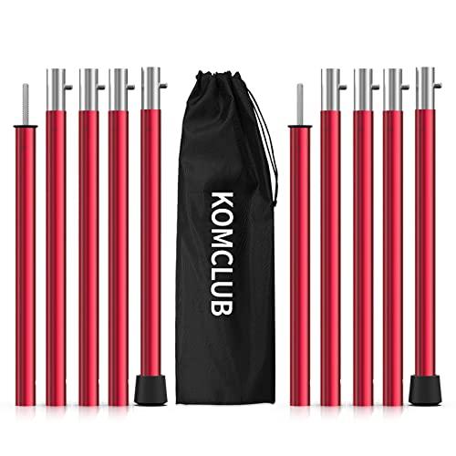 KOMCLUB テントポール キャノピーポール アミル製 多段階調節 ブッシュボタン式 分割式 組立簡単 5節連結 2セット 収納袋付 テント・ | 