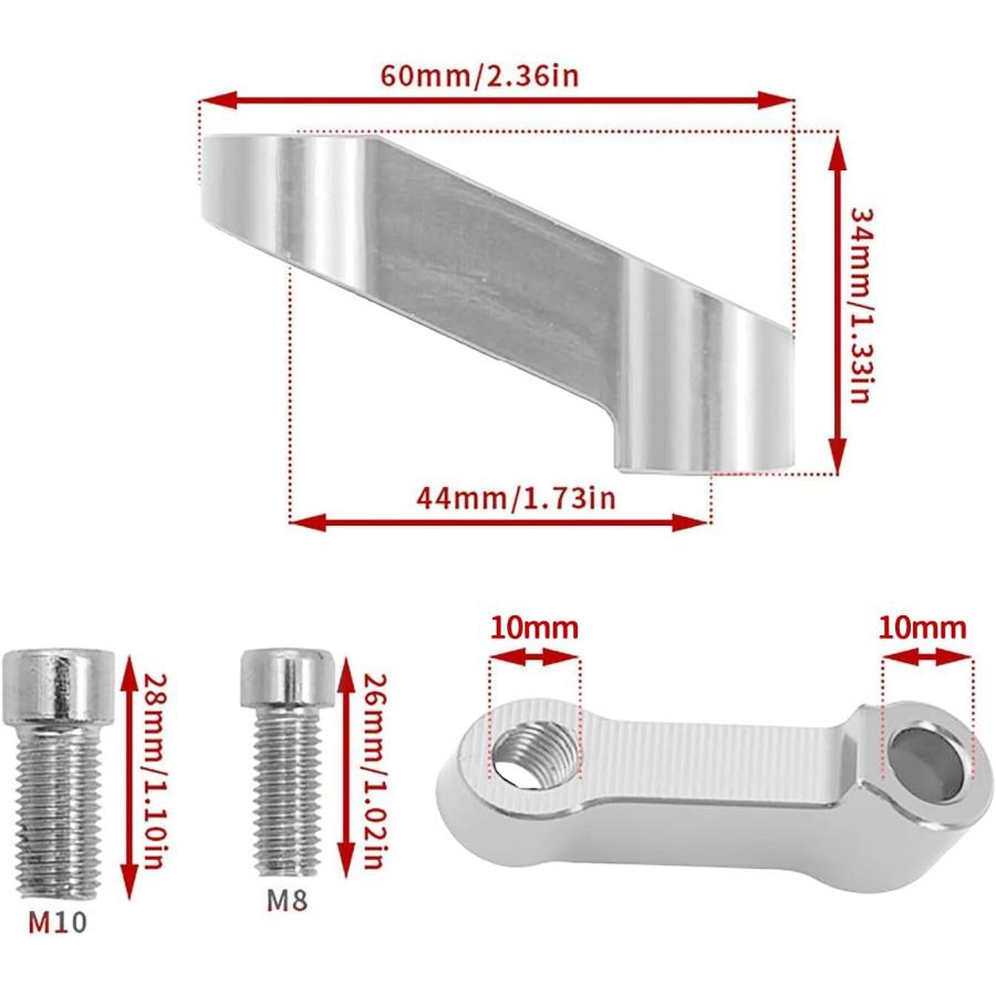 YFFSFDC ミラーホルダー オフセットホルダー 2個 セット ミラーライザー ミラーアダプターキット アルミ合金製 ミラー 拡張 安全性 取 |  | 01