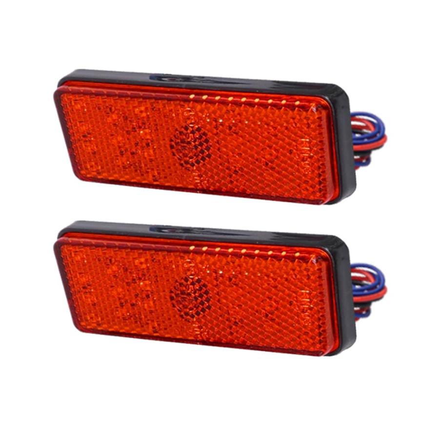 LED リフレクター LED 12V 反射板 角型 トレーラー サイドマーカー リアマーカー ウインカー テールランプ レッド 2個セット | 