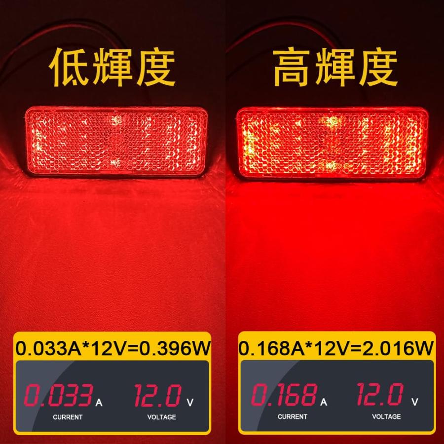 LED リフレクター LED 12V 反射板 角型 トレーラー サイドマーカー リアマーカー ウインカー テールランプ レッド 2個セット |  | 02