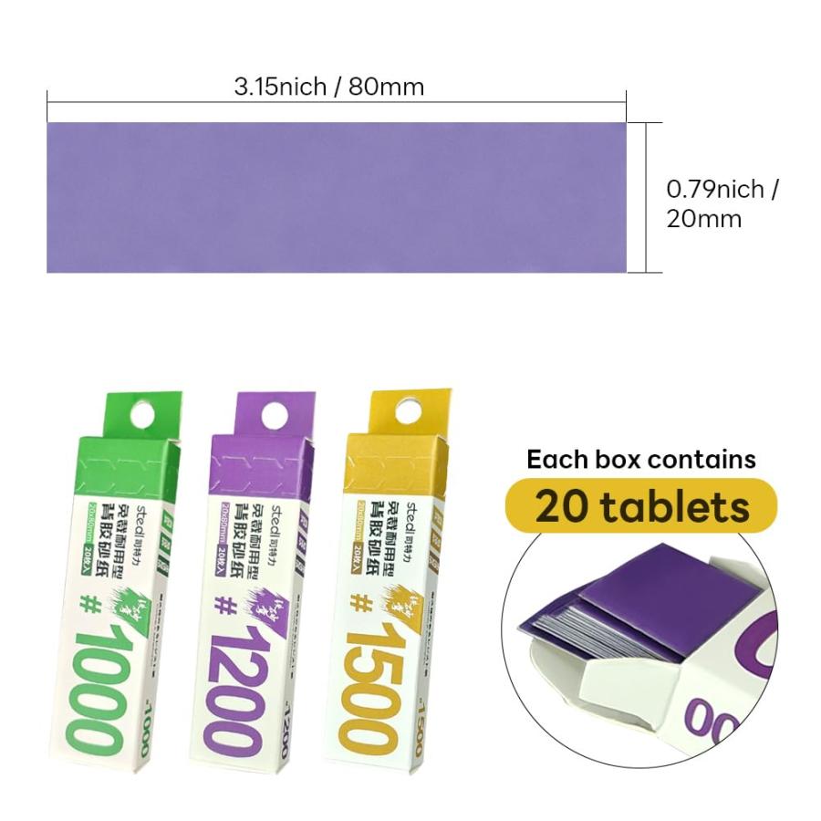 Stedi ホビーモデルツール 粘着サンドペーパー 防水ウェット/ドライ 交換可能な再利用サンドペーパー プラモデル、ガンプラ用 1000 12 |  | 02