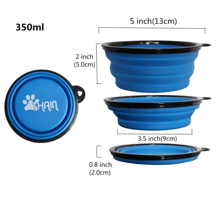 THAIN 犬 水飲み 携帯用 散歩用 折りたたみ式 ペット給水器 容量350ML シリコン製 コンパクト 水やり用品 持ち運び便利 ペットボウ |  | 01