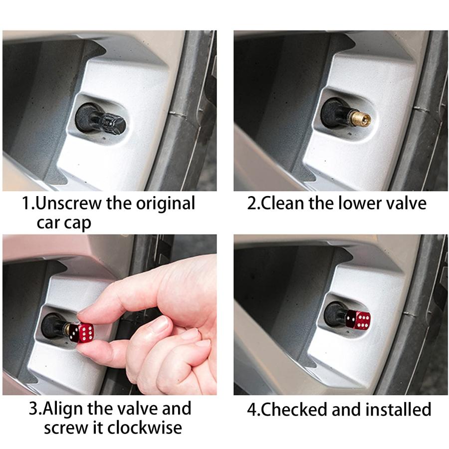 BOROLA 新型 サイコロ アルミ 削り出し エアバルブキャップ タイヤ アルミニウム アルマイト 腐食 防止 自動車用 バイク用 5個セット |  | 02