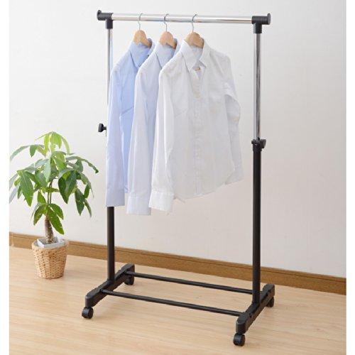山善YAMAZEN 高さ伸縮パイプハンガーラック シングル キャスター付き ブラック MKS-SBKS | 