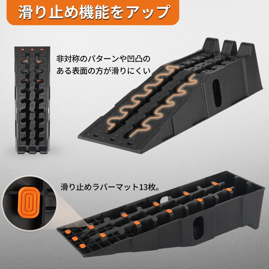 OULEME カースロープ タイヤスロープ 新しいスタッキング可能 整備用スロープ 油圧ジャッキ代替 オイル交換 7t高耐荷重 大型車用SUV/ |  | 02