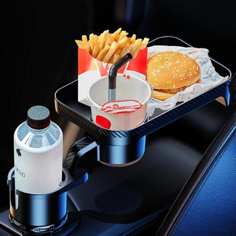 TATACLEA 車用ドリンクホルダー トレイ付き カップホルダー 飲み物と食べ物収納 安定感 取付簡単 使い勝手 多機能 滑り止め 収納便利 |  | 01