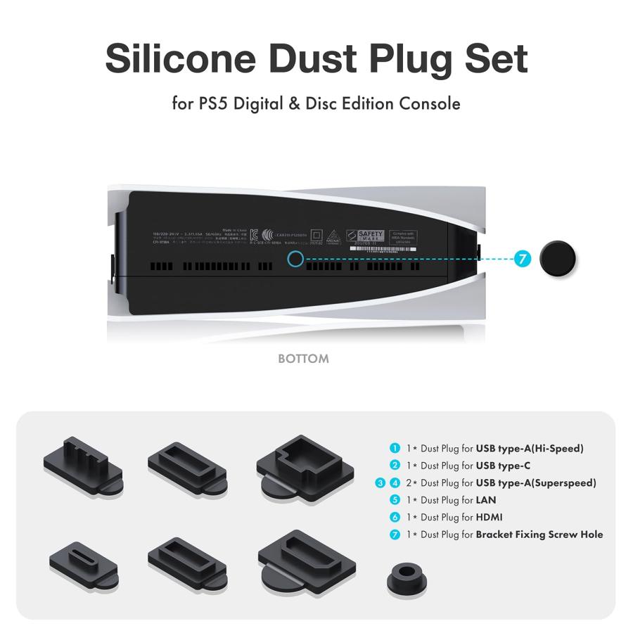 GRAUGEAR PS5ダストプロテクターカバーキット PS5用ホコリキャッチャー ファンダストフィルター シリコンダストプラグセット 通気性ベ |  | 06