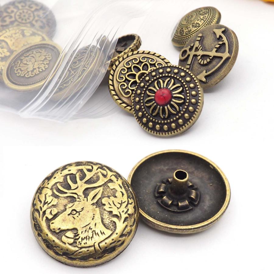 sempiterno コンチョ ボタン 14個セット 飾りバネホック アンティーク