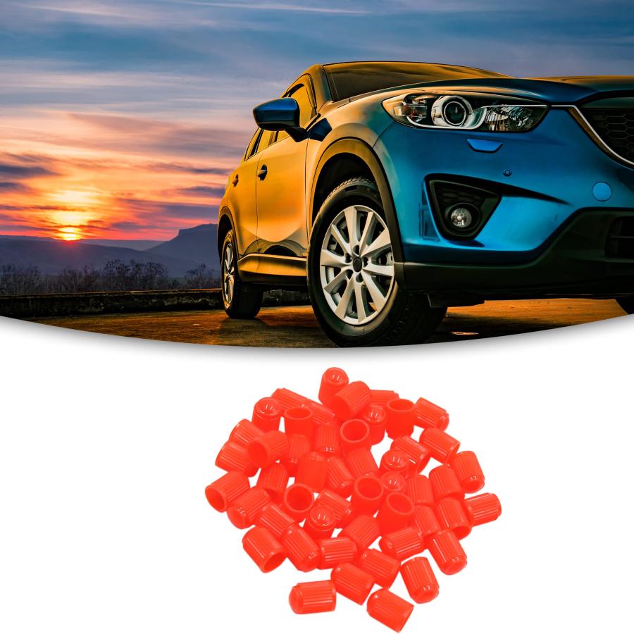 ACROPIX タイヤエアバルブステムキャップ タイヤホイールリムダストカバー プラスチック カー用 レッド 50個 |  | 01