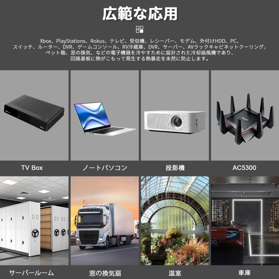 upHere 空冷ファン12cm 2連ファン 小型換気扇 ミニ送風機 扇風機 強力冷却クーラー PCファン DC12V電源 5段階風量調整 静音 |  | 06