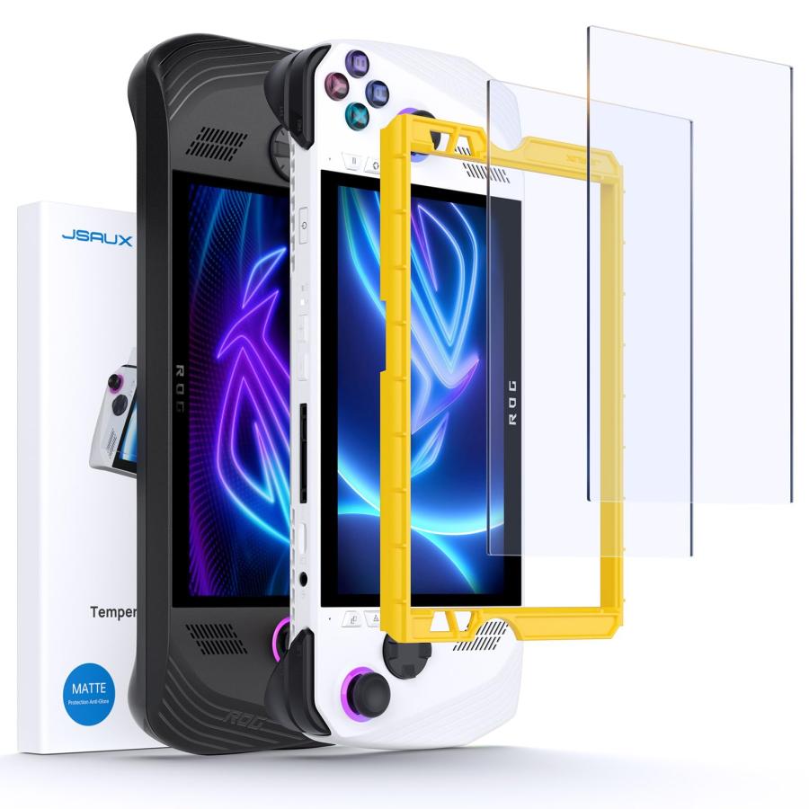 JSAUX ROG Ally スクリーンプロテクター 2枚パック アンチグレア 硬度9H 強化ガラススクリーンプロテクター ガイドフレーム付き | 