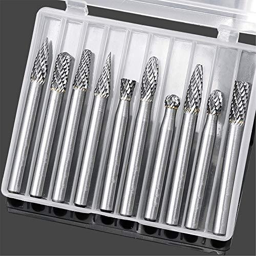 Bestgle超硬バー リューター ビット10本セットドリル カッター ダブルカット 超硬タングステンバー 6mm ロータリーバー タングステン |  | 01