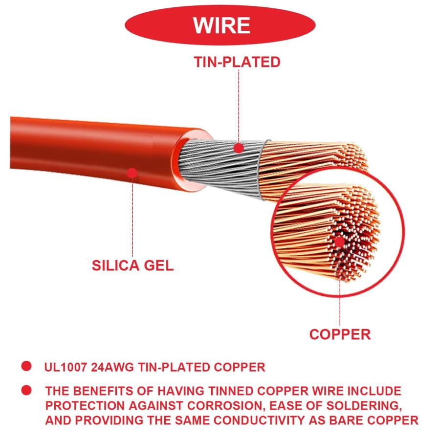 MKBKLLJY 10Pcs の赤い表示燈 12mm 1/2 は車のための 24AWG 120mm ターミナル ワイヤーが付いている IP67 |  | 04