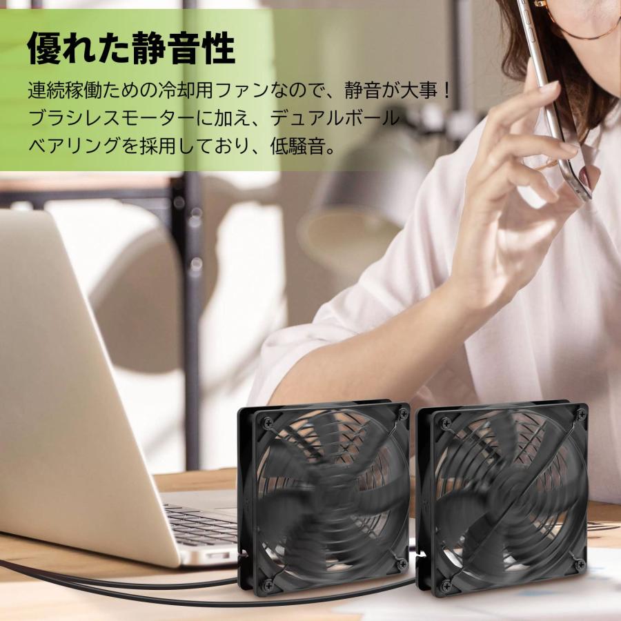 Mauknci 静音 USBファン 12cm 3段階風量調整 冷却ファン 2台1組 長時間稼働可 5V ファン 120mm ブラック |  | 03