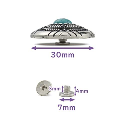 コンチョ ボタン 4色12個セット ターコイズ ネジ式 30mm レザークラフト 財布 手芸 |  | 02