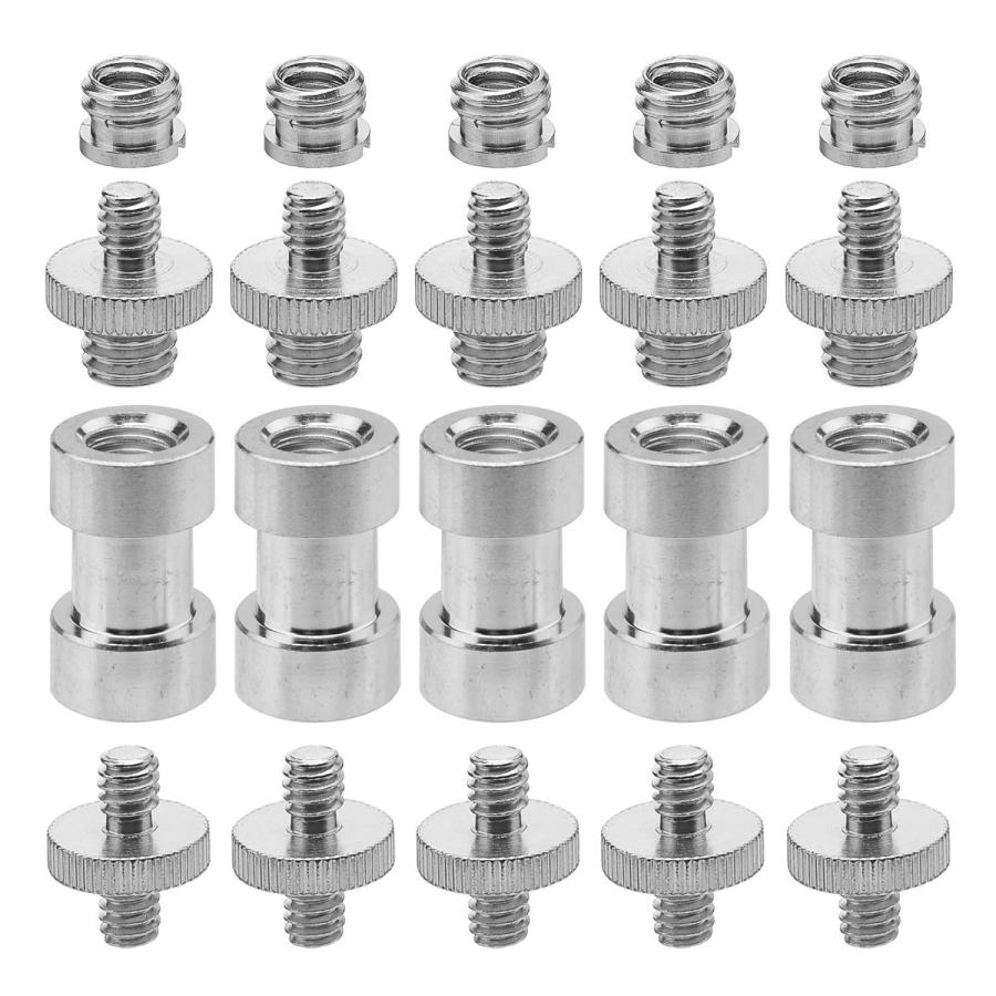 YFFSFDC カメラ ネジ 1/4?3/8インチ カメラネジ変換 20点セット ダブルヘッド スピゴット ライトスタンド 三脚 一脚 一眼レフ | 