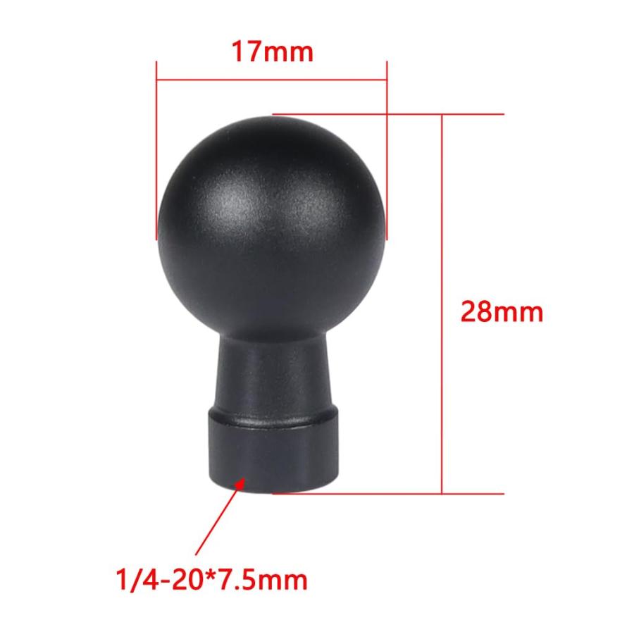 NovelGoal アルミニウム 17mm ボールヘッドマウント 1/4インチ スクリュー オス/メス アダプター アクションカメラ 携帯電話ス |  | 04