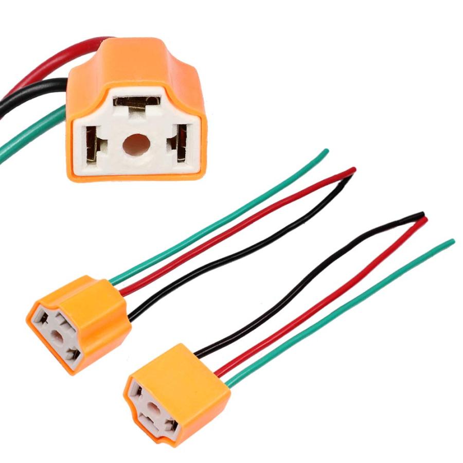 HUIQIAODS H4 ヘッドライトソケット ランプコネクタプラグ ワイヤーハーネスアダプター 2本入り H4セラミックソケット… | 