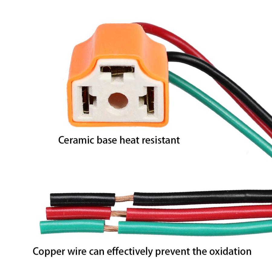 HUIQIAODS H4 ヘッドライトソケット ランプコネクタプラグ ワイヤーハーネスアダプター 2本入り H4セラミックソケット… |  | 02