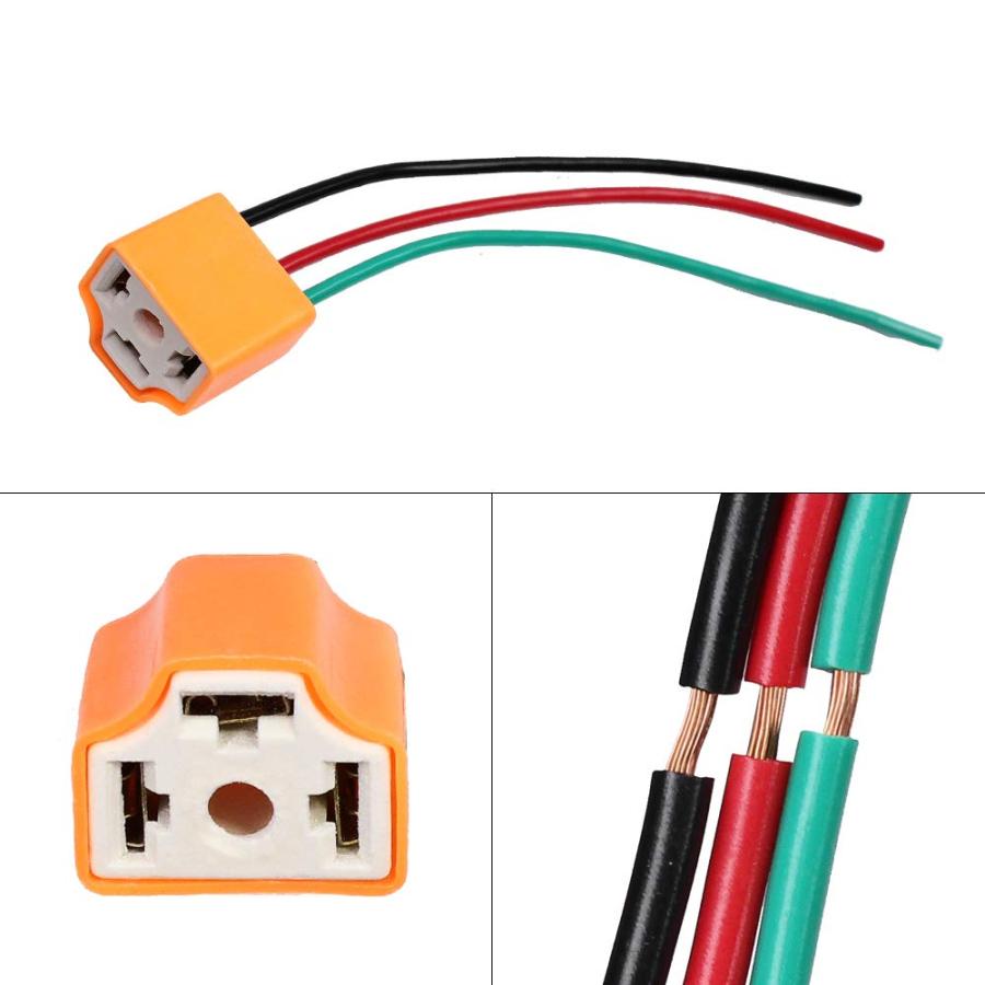 HUIQIAODS H4 ヘッドライトソケット ランプコネクタプラグ ワイヤーハーネスアダプター 2本入り H4セラミックソケット… |  | 04