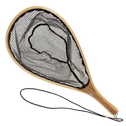Jeymond ランディングネット ラバー 渓流 カヤック タモ網 木製フレーム 軽量 Lサイズ | 