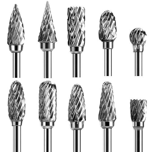 YooiDOリュータービット 超硬ドリルビット ロータリーバー 超硬カッター ルータービット リューター ビット タングステン製 ケース付10本 | 