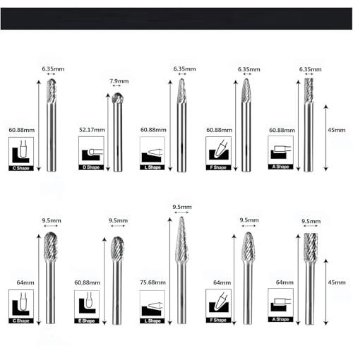 YooiDOリュータービット 超硬ドリルビット ロータリーバー 超硬カッター ルータービット リューター ビット タングステン製 ケース付10本 |  | 01