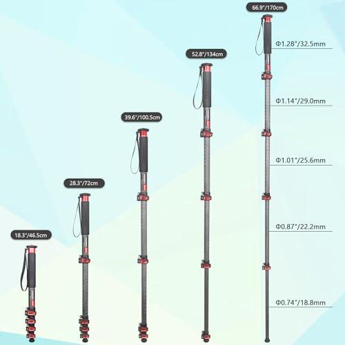 INNOREL 一脚 カメラ用 カーボン製 33lb/15kg 耐荷重 5セクション レバーロック 伸縮可能 コンパクト 便利 軽量 旅行用 V |  | 06