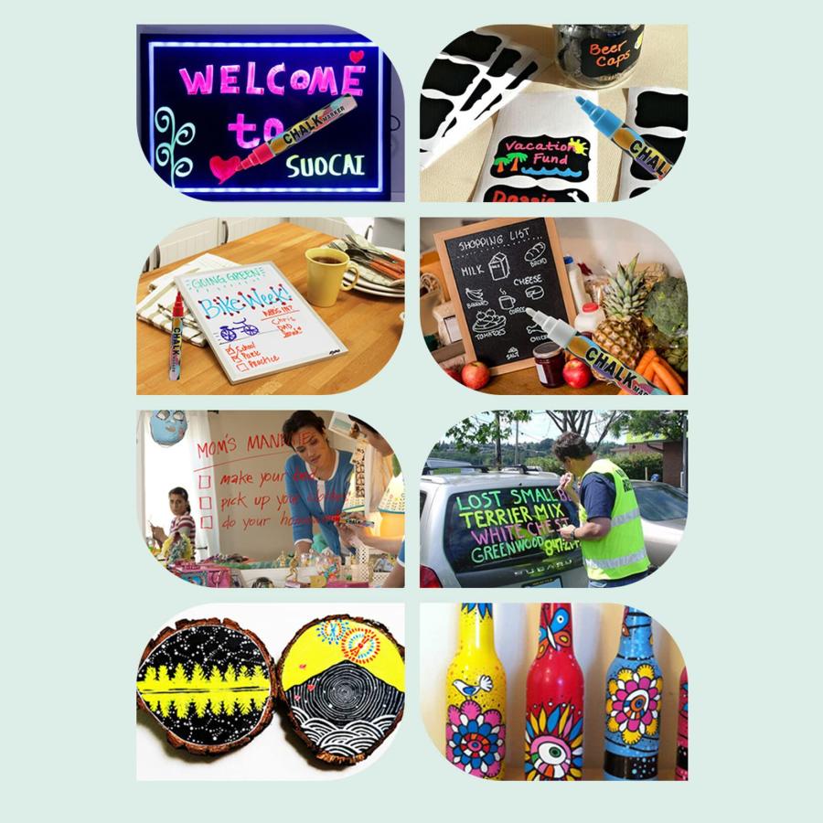 8色 蛍光ボードマーカー ブラックボード マーカー 蛍光ペン ボードマーカー 黒板 看板 ホワイトボード ガラス 蛍光マーカー 水で消せる 太字 |  | 04