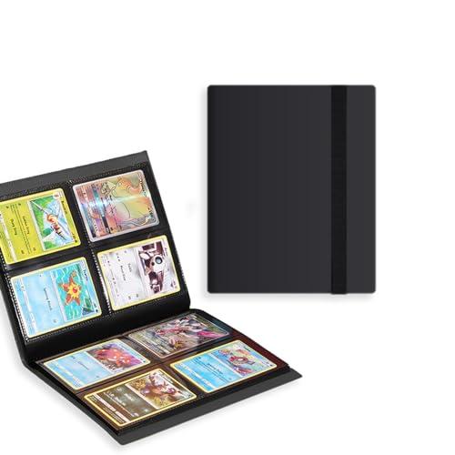 WISSUA カードファイル トレカ バインダー カードケース ファイル スリーブ対応 ゲーム・スポーツカードの収納 ブラック 4ポケット160 | 