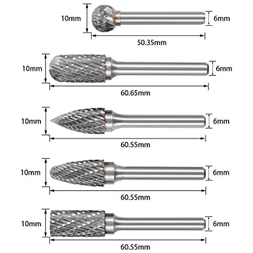 SeonFook 5本セット 超硬ドリルビット 6mm軸 10mmドリル径 ロータリーカッター リューター ドリル ロータリーバー タングステン |  | 01