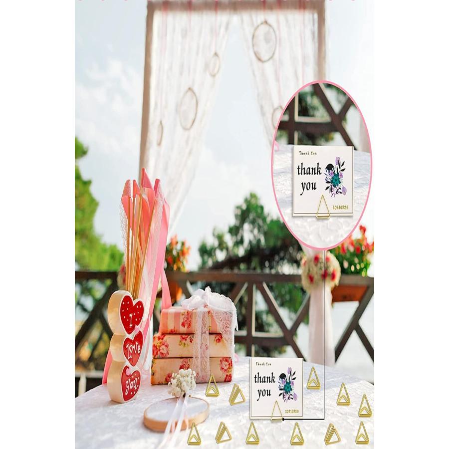 YFFSFDC メモクリップ ホルダー スタンド24枚 金属三角クリップ 写真 立て 可愛い おしゃれ カード 名刺 便箋 文具 事務 結婚式パ |  | 05