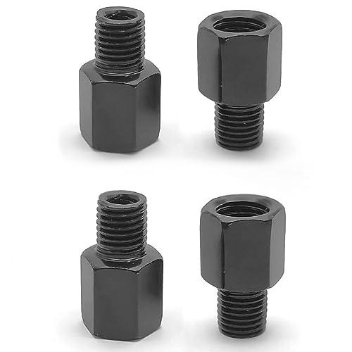 LIKENNY バイクミラー 変換アダプター 4個入り バイクミラー用 正逆ネジ変換 高さ調整スペーサー 設置が便利です ブラック 正8mm→正 | 