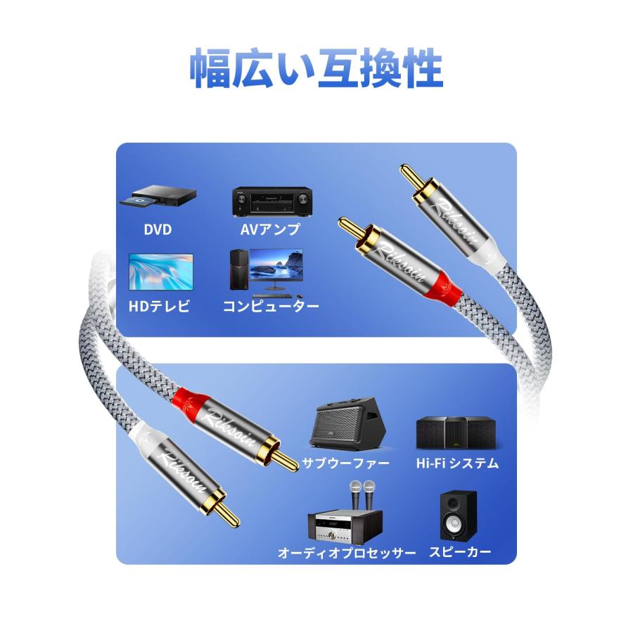 RIKSOIN RCAケーブル技術革新・磁気リングノイズの低減 2RCA-2RCA 赤/白 オス-オス RCAピンプラグ RCAオーディオケーブ |  | 06