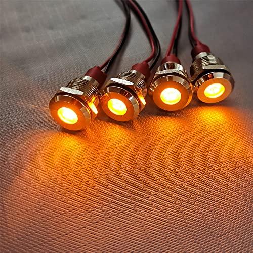 Kiligen 5個 LED 防水インジケータライト パイロットライトシグナル インジケータ10mm AC/DC 12-24V （イエロー） |  | 02