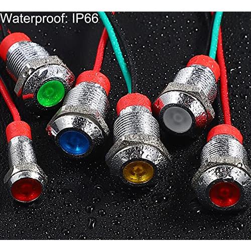 Kiligen 5個 LED 防水インジケータライト パイロットライトシグナル インジケータ10mm AC/DC 12-24V （イエロー） |  | 04