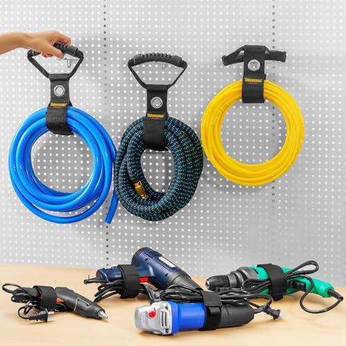 延長コード・ホースオーガナイザー（2パック）ガレージや作業場用ハンドル付き、43 cmの丈夫なマジック式キャリーストラップ、ハンガー、ケーブルオ |  | 01
