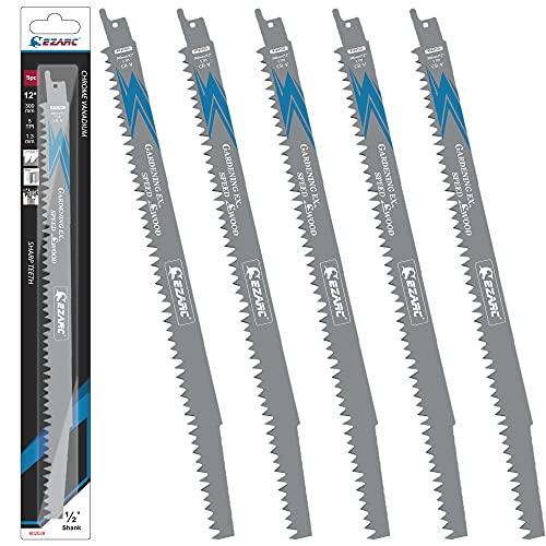 EZARC レシプロソー替え刃 枝切り用 300mm 5山 電気のこぎり替え刃 木工用 セーバーソーブレードセット 生木 庭園剪定 木材切断 樹 | 